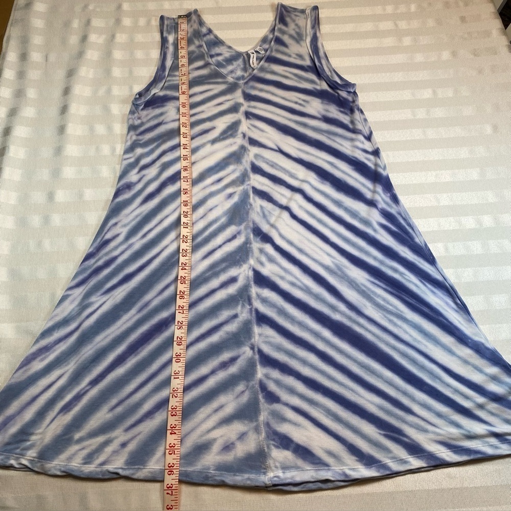 Cable & Gauge Sz XL Tie-Dye Sleeveless A-line Dress Blue/White V-Necks - Picture 7 of 11